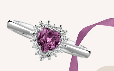 Fantasy ring in 18k white gold with natural diamonds and pink sapphire sd100023