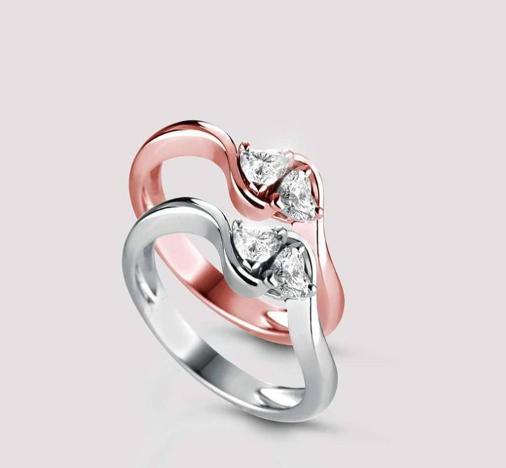 Fantasy heart ring in 18k white gold with natural diamonds and vvs sd100003