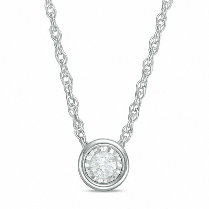 Natural and Round 1 carat Diamond White Gold Pendant