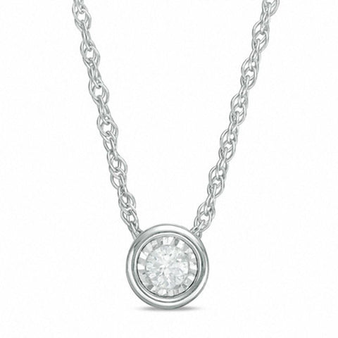 Natural and Round 1 carat Diamond White Gold Pendant