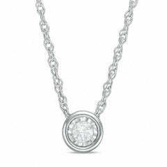 Natural and Round 1 carat Diamond White Gold Pendant