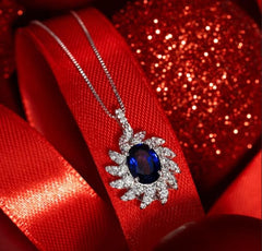 Sapphire and Diamonds Pendant in white gold