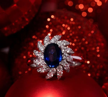 Sapphire and Diamonds Ring in white gold 18k