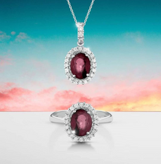 Fancy ring in 18k white gold with natural diamonds and ruby SD100016